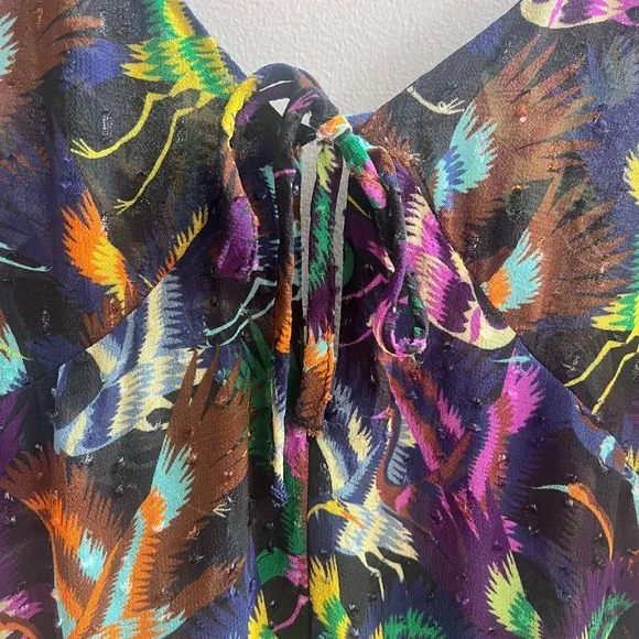 Anthropologie Abstract Bird Print Slip Dress Size L - Picture 8 of 8